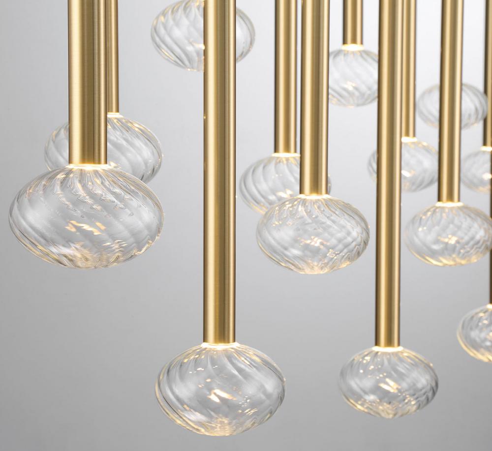 Soffio, 16 Light Linear LED Chandelier, Plated Brushed Gold
