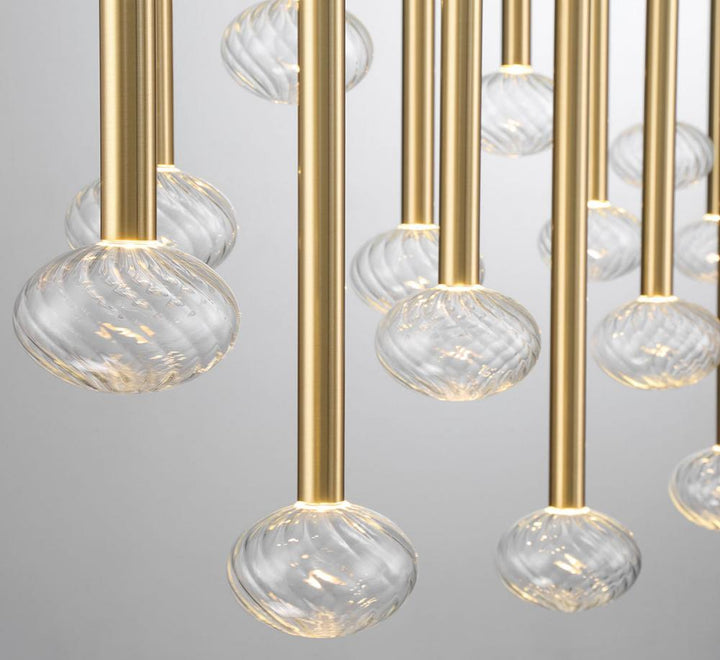 Soffio, 16 Light Linear LED Chandelier, Plated Brushed Gold