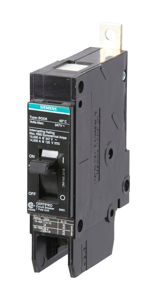 BQD6 MCCB,Thermal Mag,1P,347V,15A,10kA