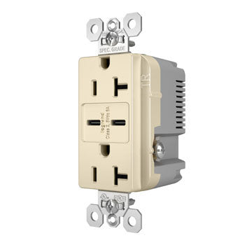 20A 125V TR REC + 2 USBC FAST CHRG LA