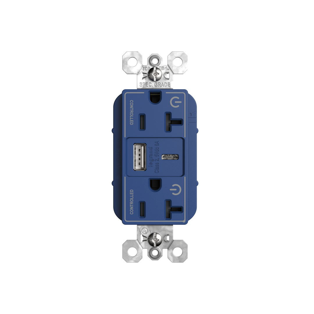20A 125V TR+USBA+C FASTCHRG DUAL CTRL BL