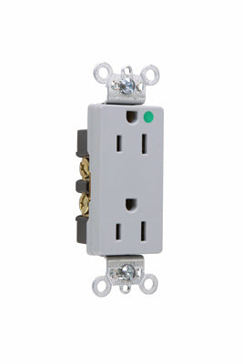 DECO DUP RECEP 15A 125V B+S WIRE HG GRY