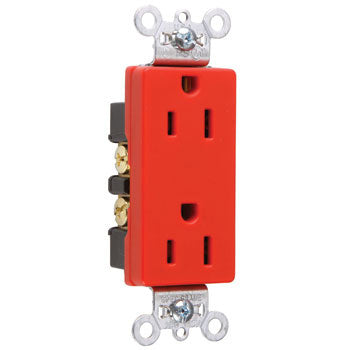 DECO DUP RECEP 15A 125V B+S WIRE RED