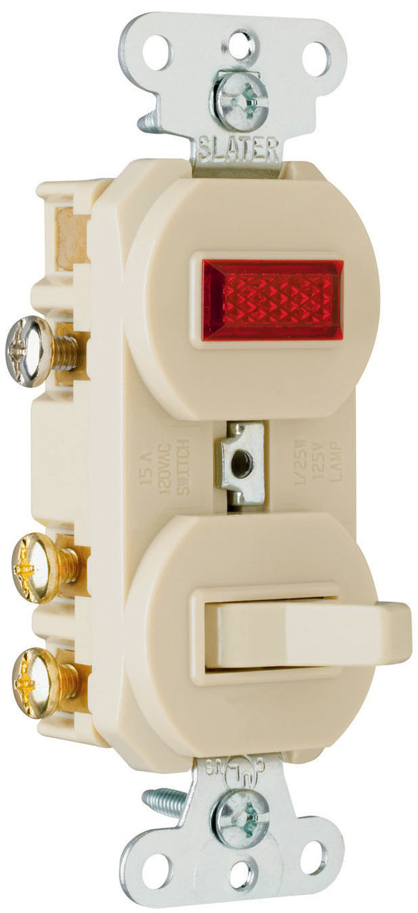 COMBO SW 3W 15A120V PILOT LITE 1/25 IV