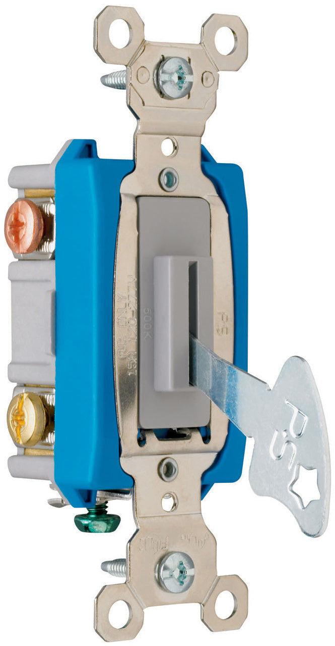 15A 120/277VAC B+S WIRE 3W LOCK SW GRY