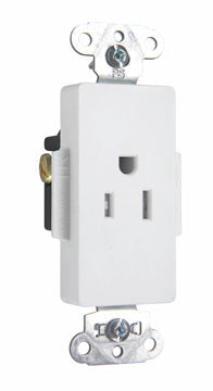 DECO REC SGL TAMPER RES 15A/125V WH