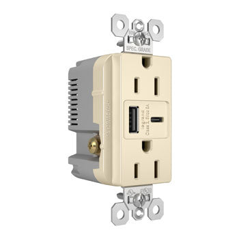 15A 125V TR REC + USBA+C FAST CHRG LA
