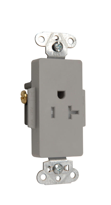 DECO REC SGL TAMPER RES 20A/125V GRY