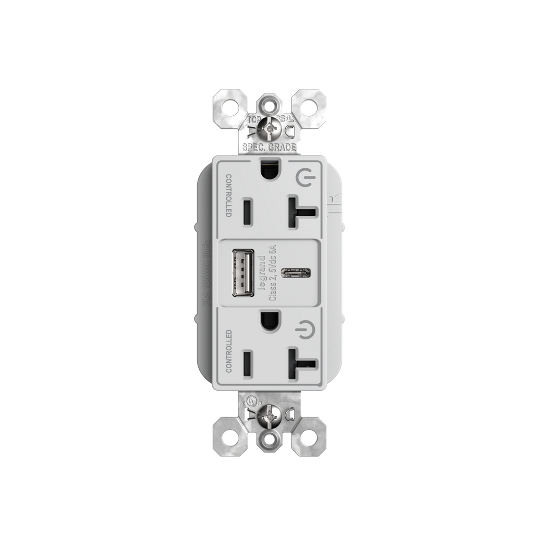 20A 125V TR+USBA+C FASTCHRG DUAL CTRL W