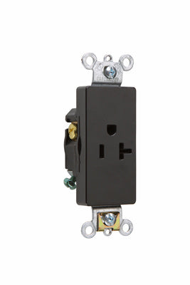 DECO SINGLE RECP 20A 125V S+B WIRE BK