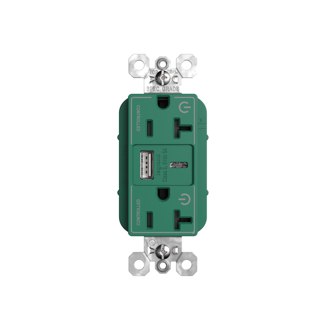 20A 125V TR+USBA+C FASTCHRG DUAL CTRL GN
