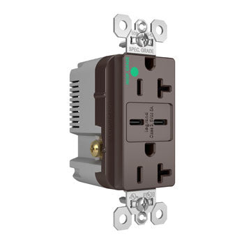 20A 125V HG TR REC+2 USBC FAST CHRG BR