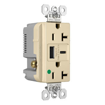 20A 125V DUP HG TR REC+USBA USBC 3.1A IV