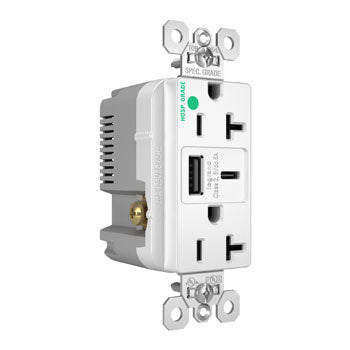 20A 125V HG TR REC+USBA+C FAST CHRG WH