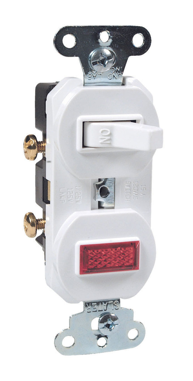 COMBO SW 1P 15A120V PILOT LITE 1/25 W