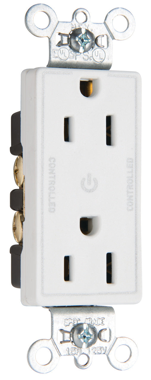 15A DUAL CONT DECO RECP WH