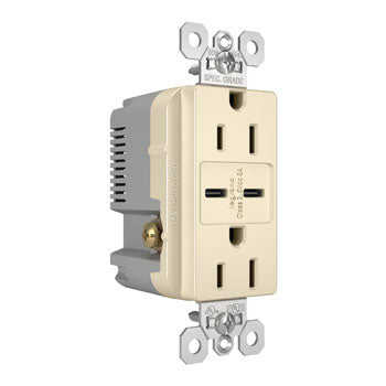 15A 125V TR REC + 2 USBC FAST CHRG LA