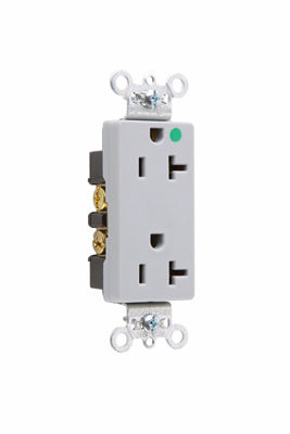 DECO DUP RECEP 20A 125V B+S WIRE HG GRY