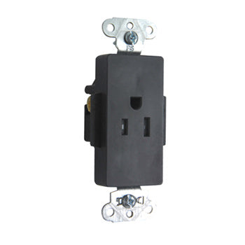 DECO REC SGL TAMPER RES 15A/125V BK