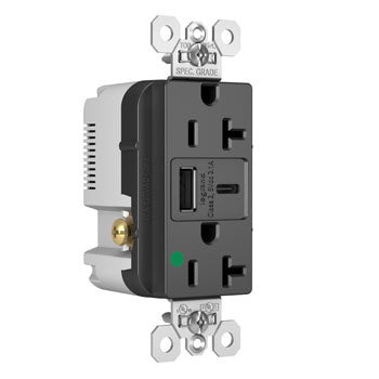 20A 125V DUP HG TR REC+USBA USBC 3.1A BK