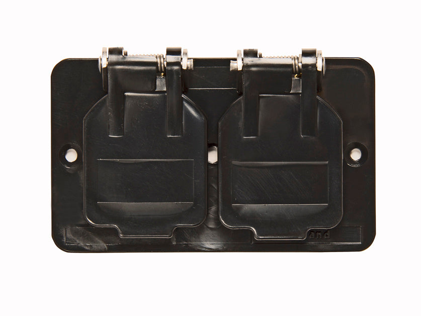 1G BLACK FLIP LID DPLX COVER PLATE