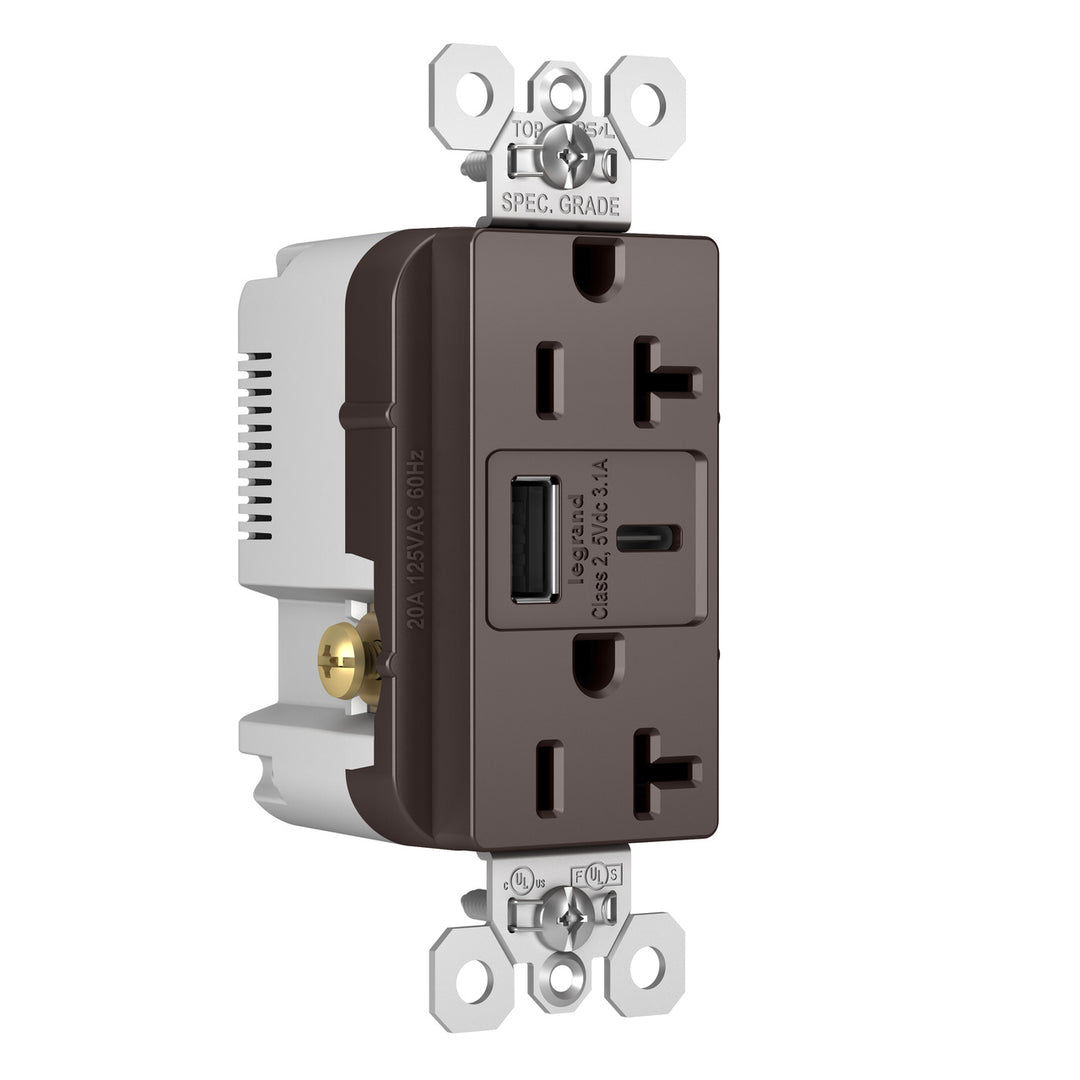 20A 125V DUP TR REC + USBA USBC 3.1A BR