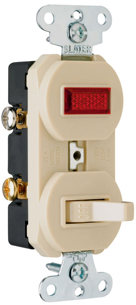 COMBO SW 1P 15A120V PILOT LT 1/25 GRD I