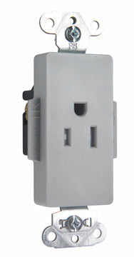 DECO REC SGL TAMPER RES 15A/125V GRY