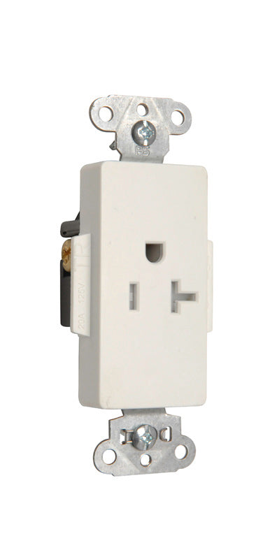 DECO REC SGL TAMPER RES 20A/125V WH