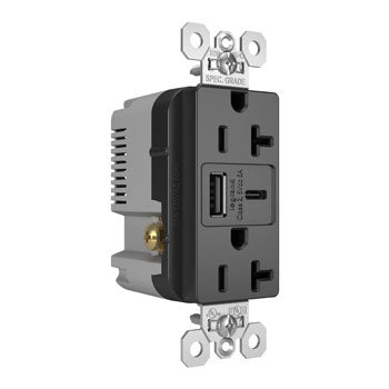 20A 125V TR REC + USBA+C FAST CHRG BK