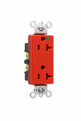 DECO DUP RECEP 20A 125V B+S WIRE HG RED