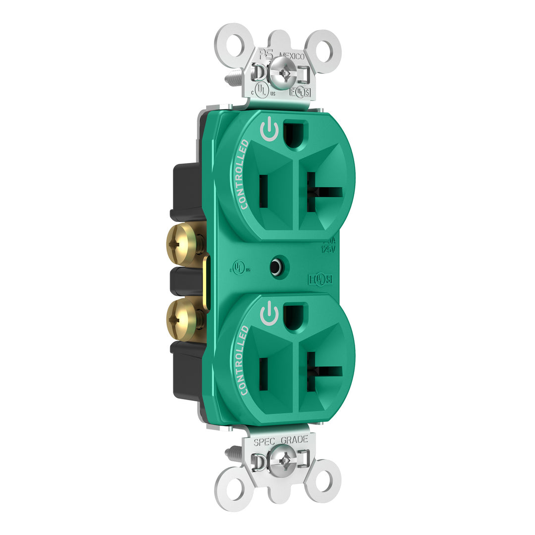20A DUAL CONT DUP RECP GRN