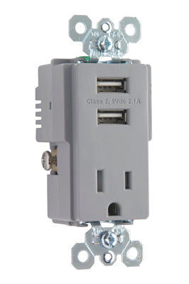 15A TR SPEC GRADE W/ 2.1A USB CHARG GY
