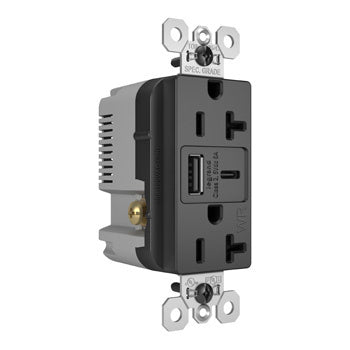 20A 125V WR TR REC + USBA+C FAST CHRG BK