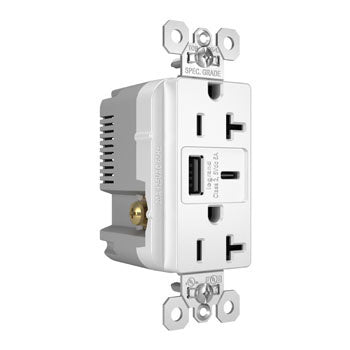 20A 125V TR REC + USBA+C FAST CHRG WH