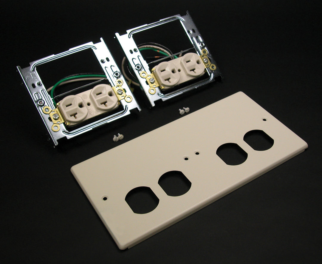 4-GANG W/TWO DUPLEX RECEPTACLES INS