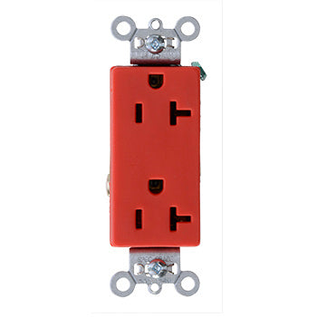 DECO DUP RECEP 20A 125V S-WIRE RED