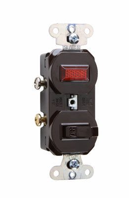COMBO SW 1P 15A120V PILOT LT 1/25 GRD BN