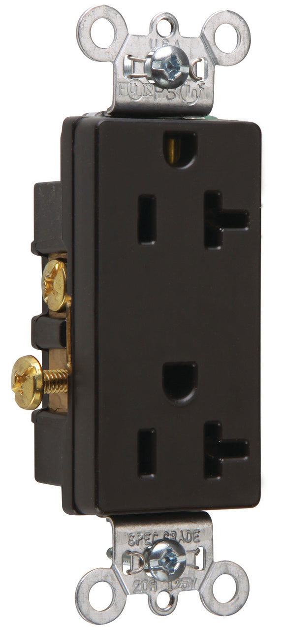 DECO DUP RECEP 20A 125V S-WIRE BK
