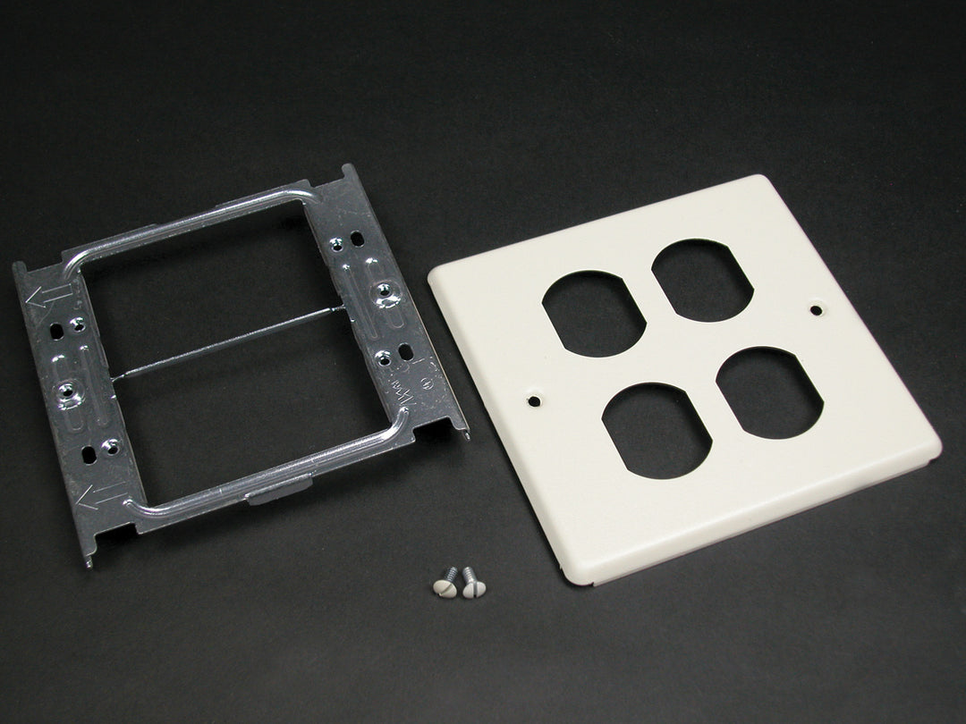 2-GANG W/TWO DUPLEX OPENINGS-IVORY