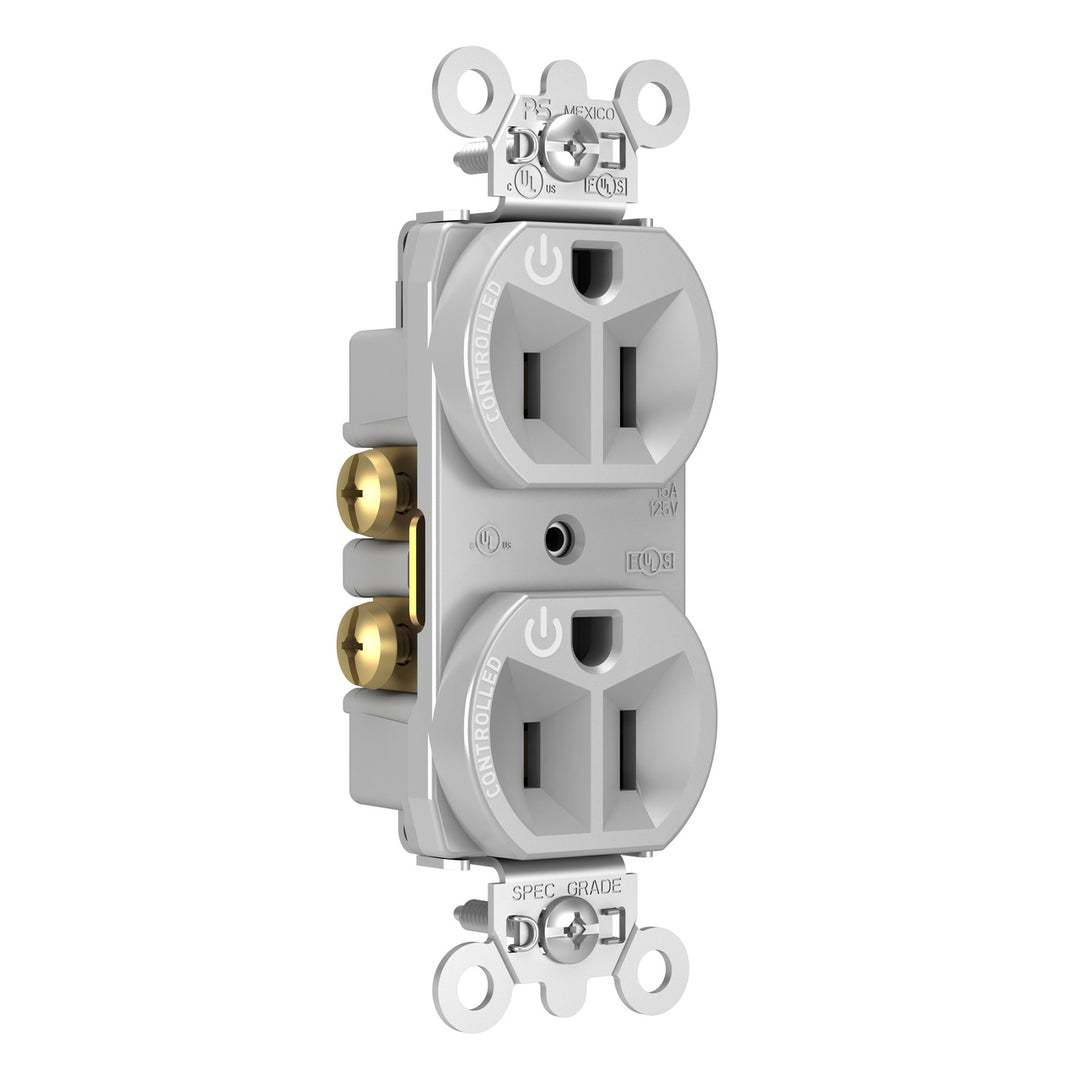 15A DUAL CONT DUP RECP GRY