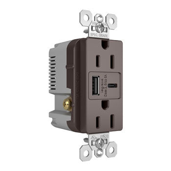 15A 125V TR REC + USBA+C FAST CHRG BR