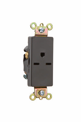 DECO SINGLE RECP 15A 250V S+B WIRE BK