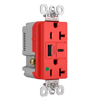 20A 125V DUP HGTR REC+USBA USBC 3.1A RED
