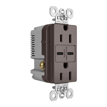 15A 125V TR REC + 2 USBC FAST CHRG BR