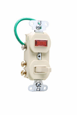 COMBO SW 3W 15A120V PILOT LT 1/25 GRD BN
