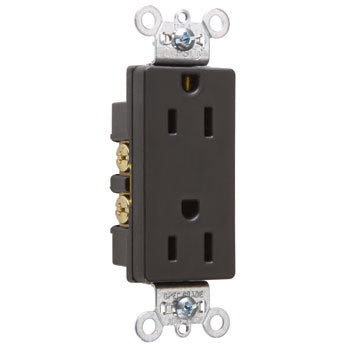 DECO DUP RECEP 15A 125V B+S WIRE BK