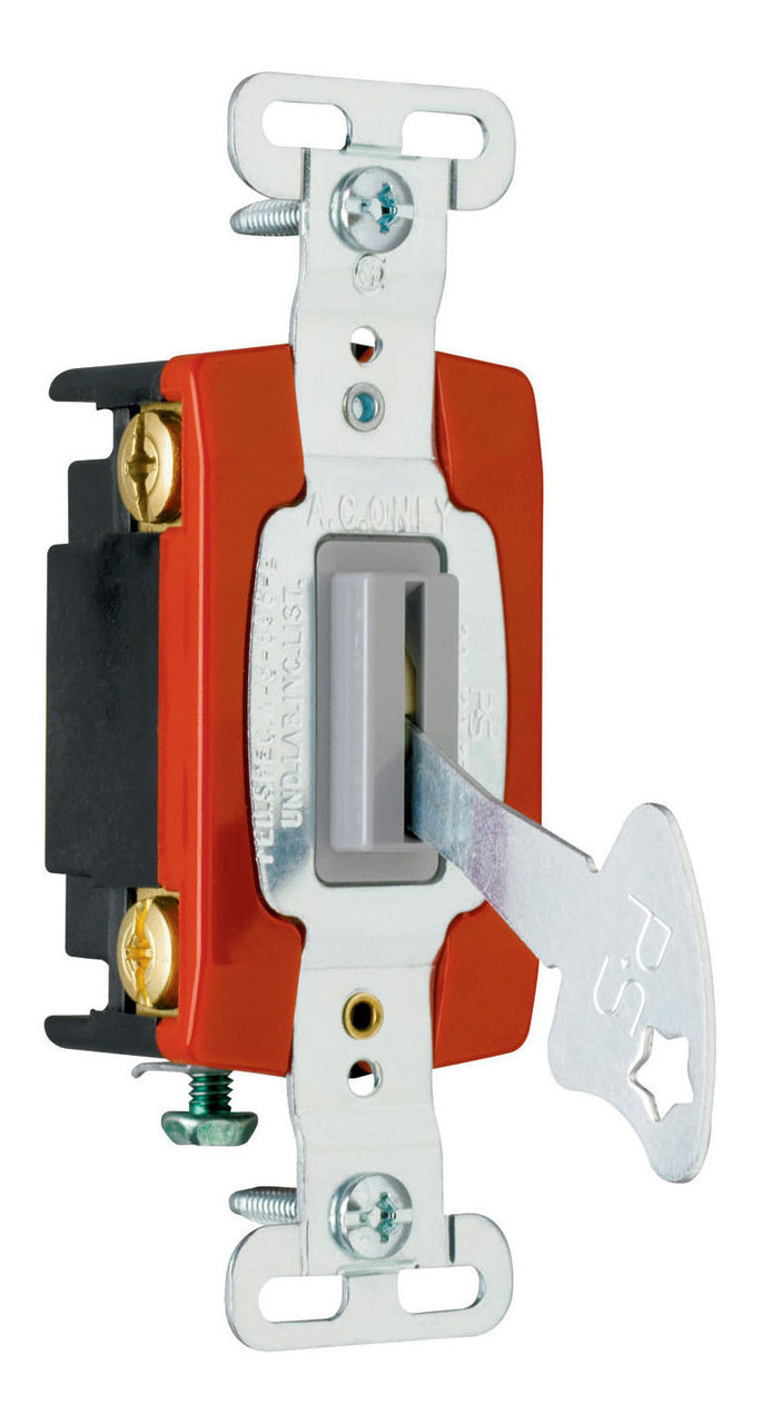 20A 120/277VAC B+S WIRE 4W LOCK SW GRY