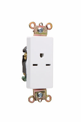 DECO SINGLE RECP 15A 250V S+B WIRE W