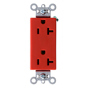 DECO DUP RECEP 20A 125V B+S WIRE RED